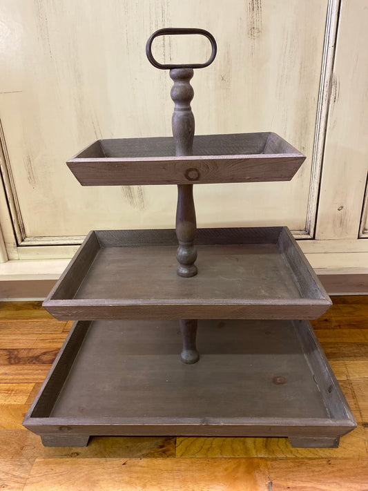 3 TIER RECTANGULAR RUSTIC DISPL