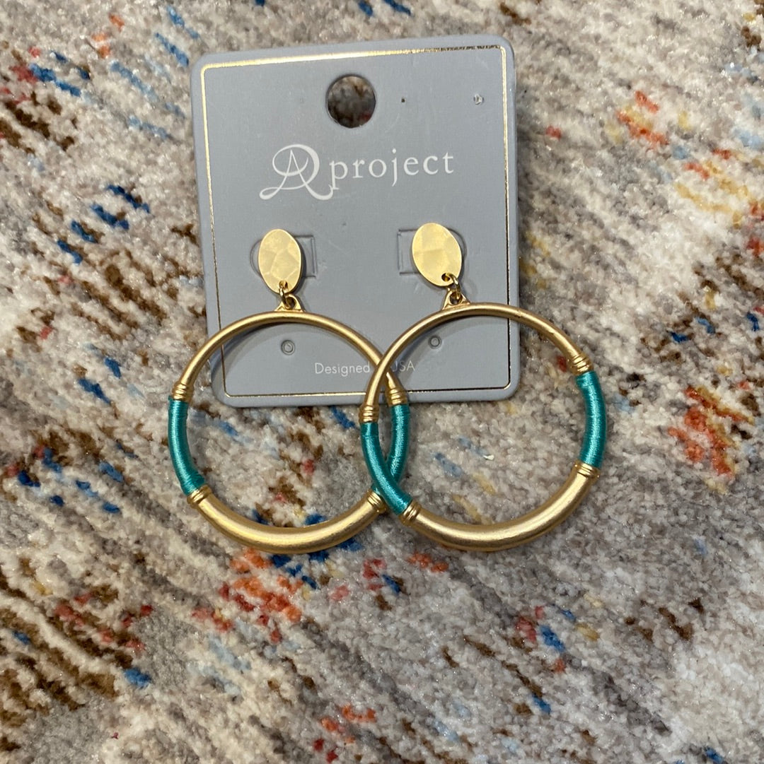 APROJECT GOLD HOOP W/TURQ