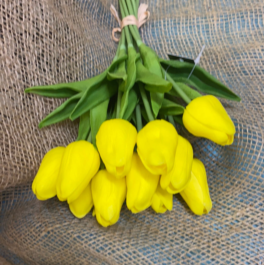 REAL TOUCH 13.5" MINI TULIPS/YELLOW