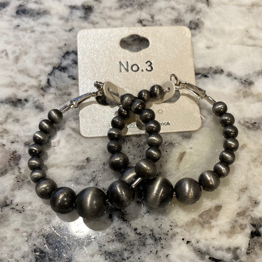 NO.3  LARGE BEAD HOOPS SILVER