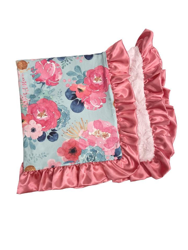 ROCKIN ROYALTY AQUA FLORAL BLANKET