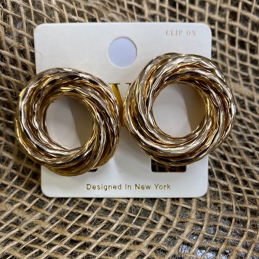 ROUND  GOLD CLIP ON EARRINGS