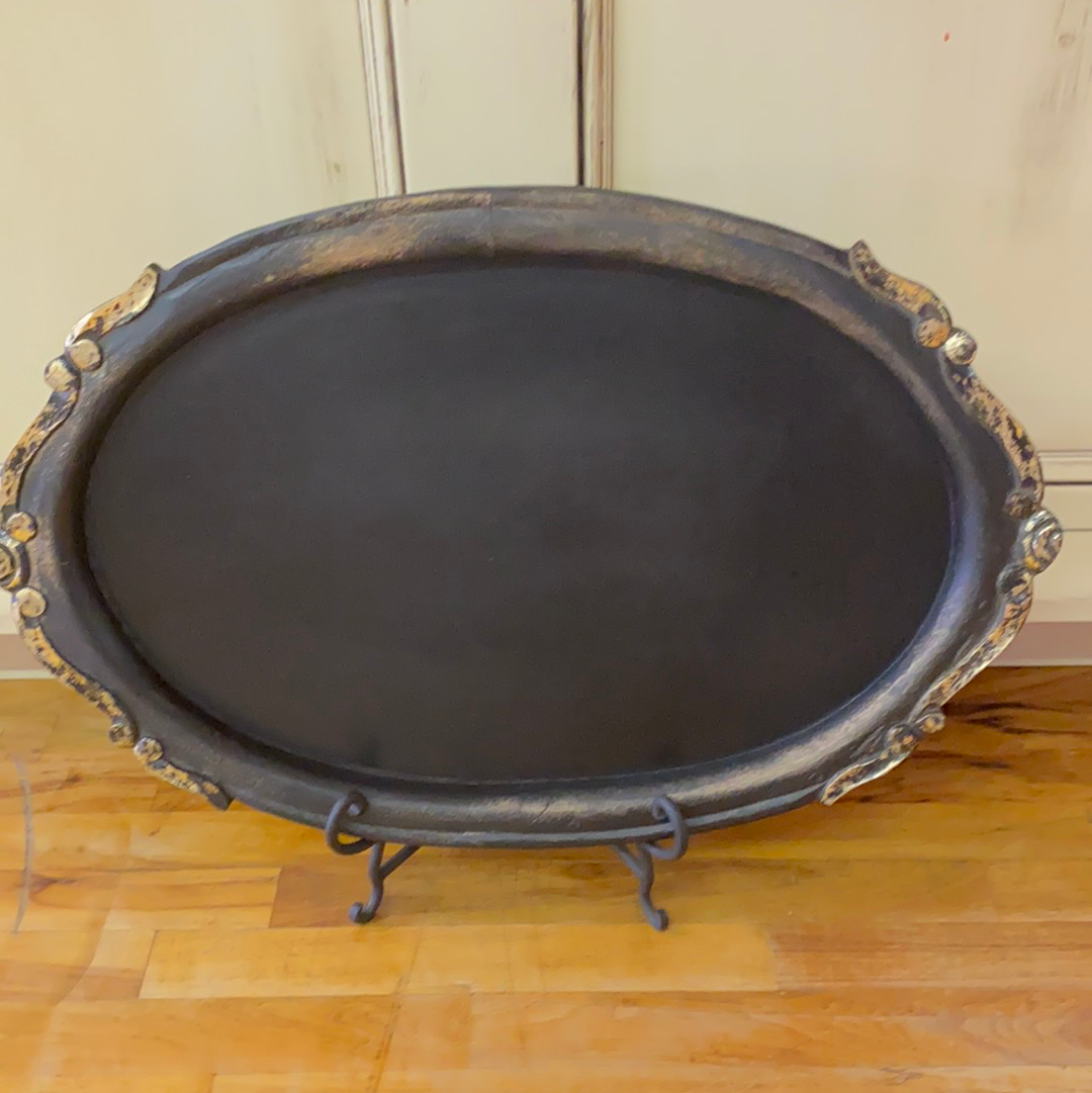 BLACK ANTIQUE OVAL TRAY