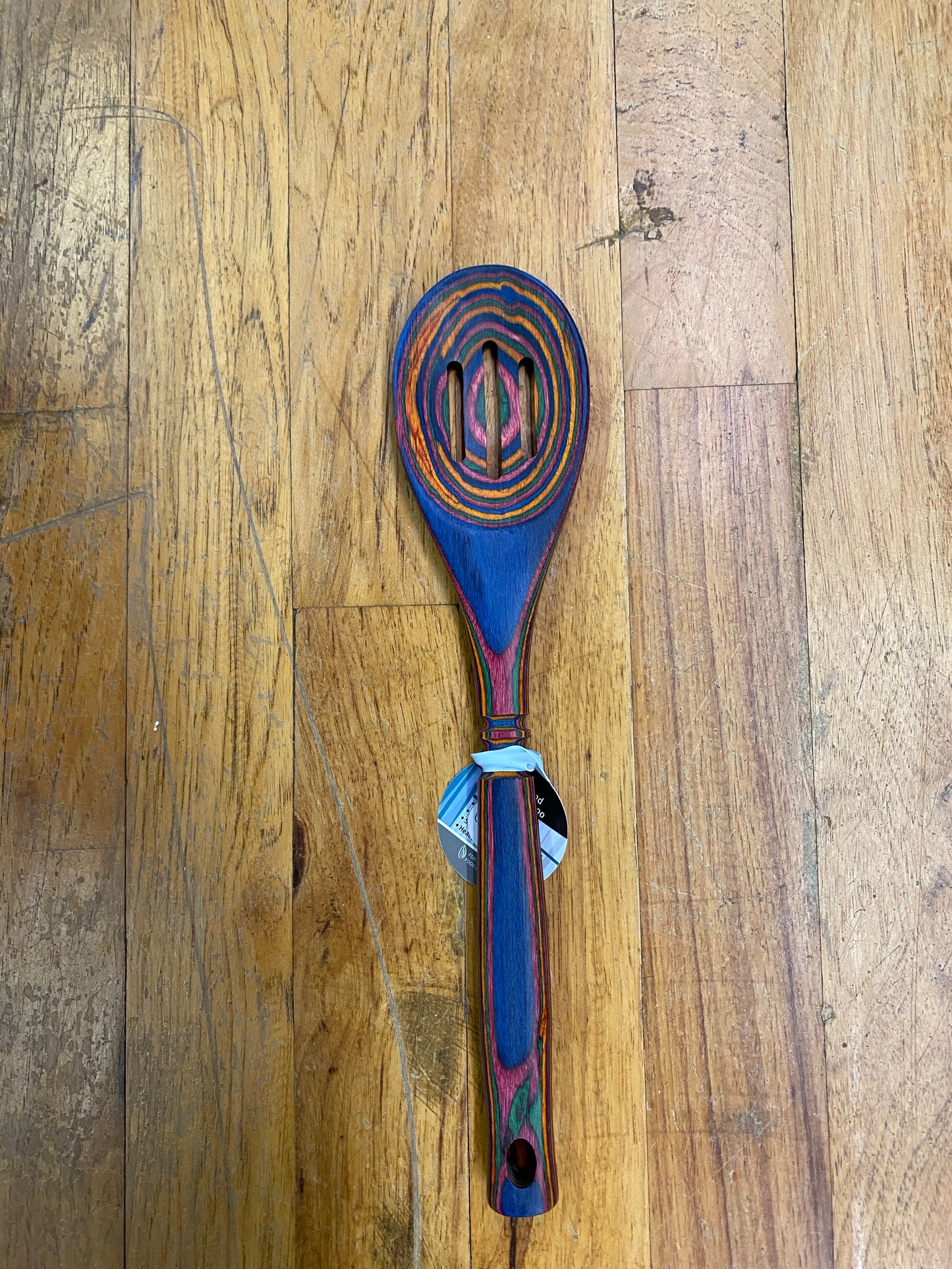 PAKKA RAINBOW WOOD SLOTTED SPOON-12 IN