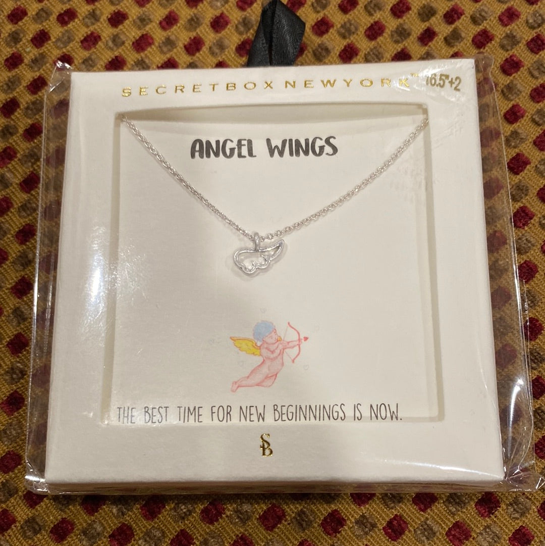 SECRET BOX NECKLACE/SILVER ANGEL WINGS
