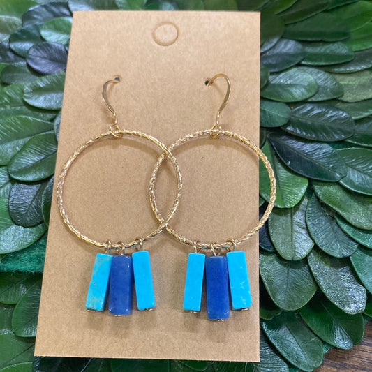 INFLUENCE GOLD HOOP W/TURQ&BLUE