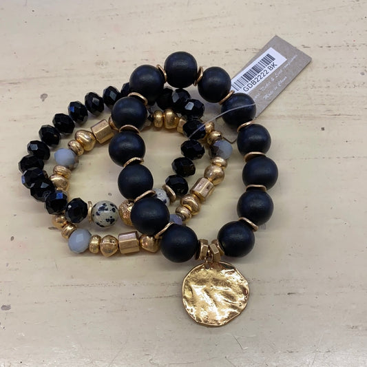 BLACK/GOLD W/GOLD COIN BRACELET