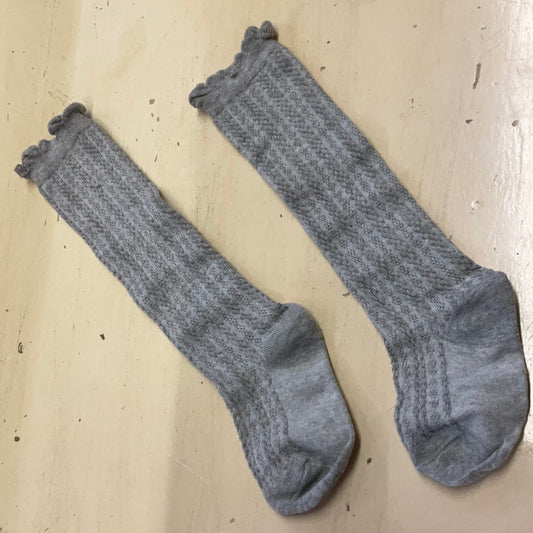 KNEE HIGH SOCKS/ GRAY/4-6
