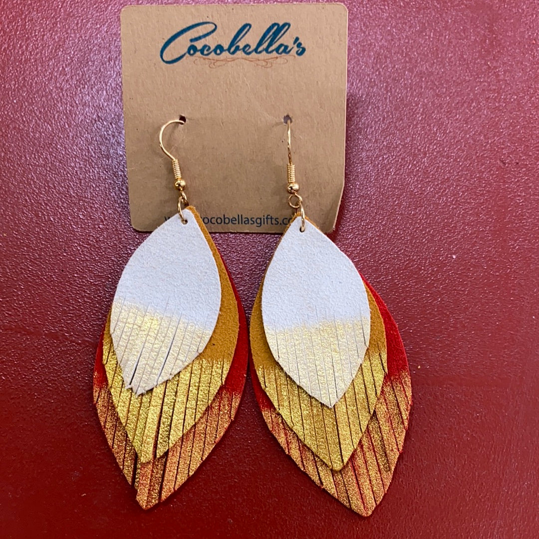 NO. 3 TRIPLE LAYER RED& GOLD EARRINGS