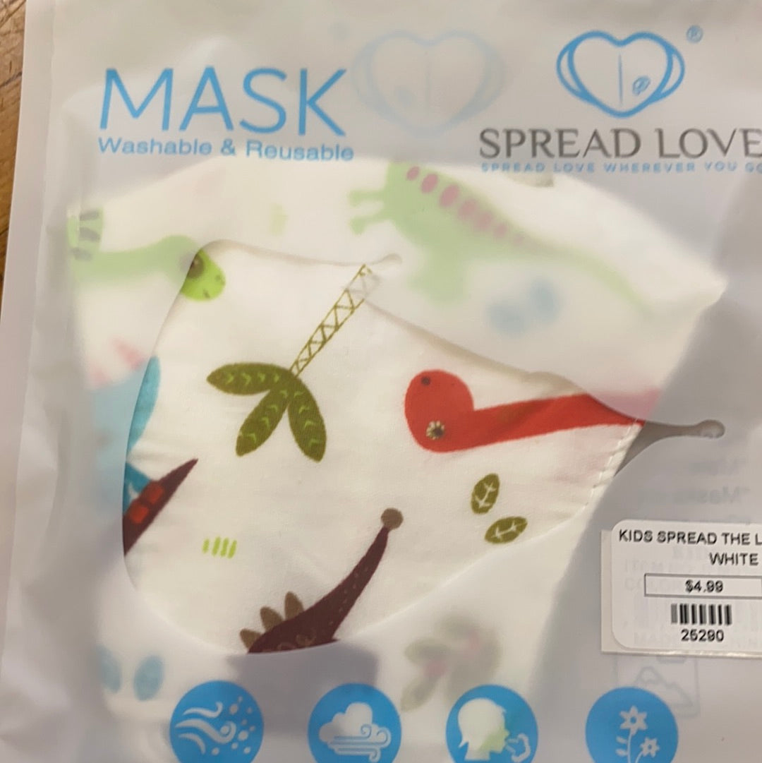 KIDS SPREAD THE LOVE MASK/WHITE REPTILES